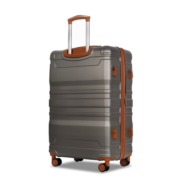 Grey Brown 3 piece Sets Side HooksHard Case Luggage with TSA Lock